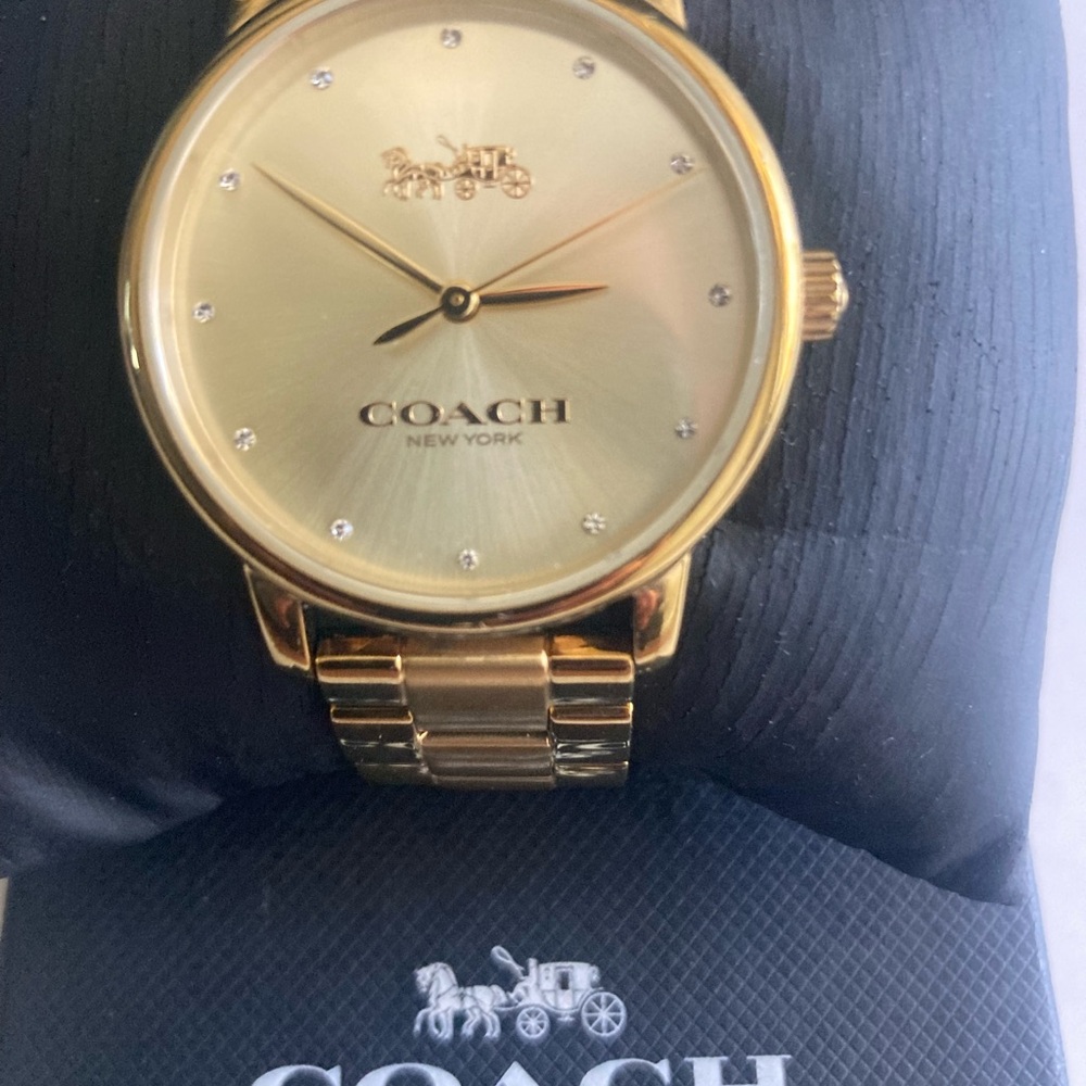Coach Gold-Tone Watch with Crystal Details